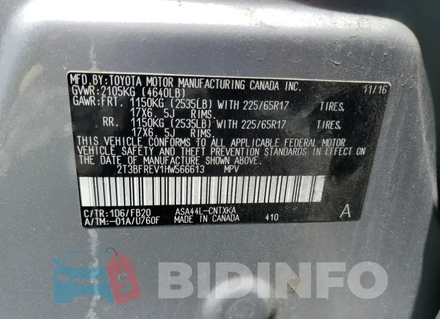 2T3BFREV1HW566613 Photo# 13