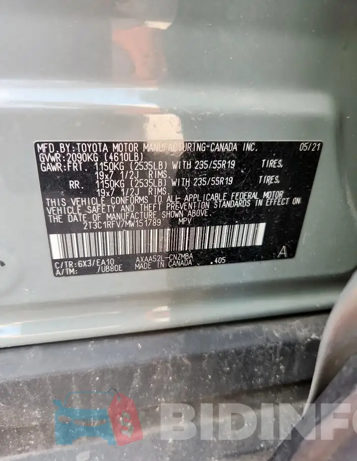 2T3C1RFV7MW151789 Photo# 13