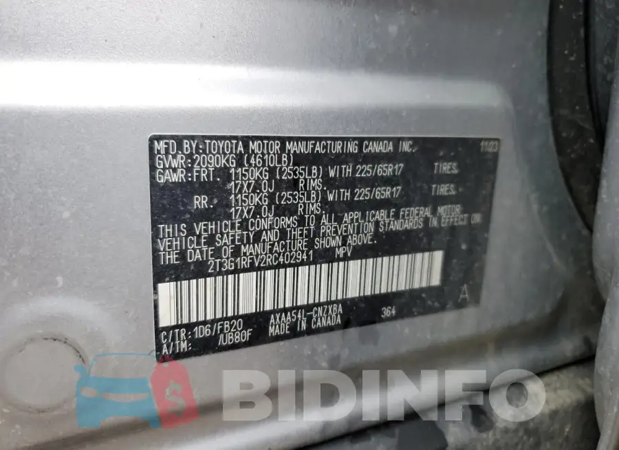 2T3G1RFV2RC402941 Photo# 14