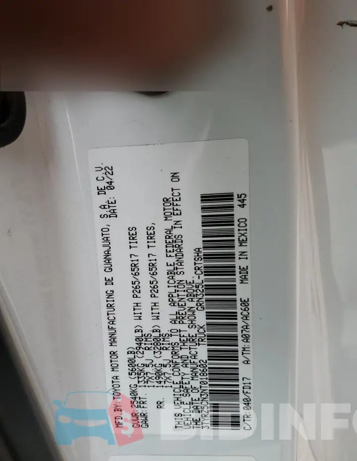 3TYRZ5CN3NT018602 Photo# 12