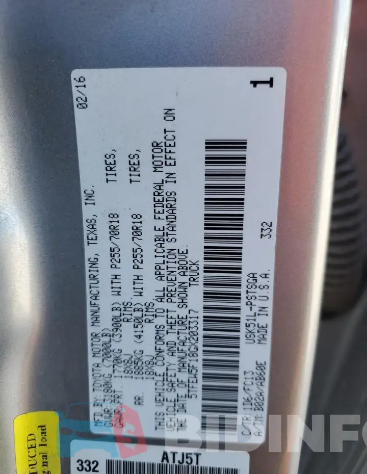 5TFEW5F18GX203317 Photo# 12