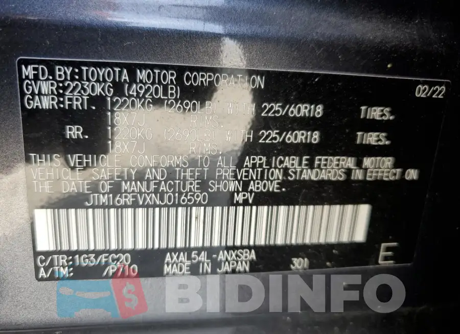 JTM16RFVXNJ016590 Photo# 14