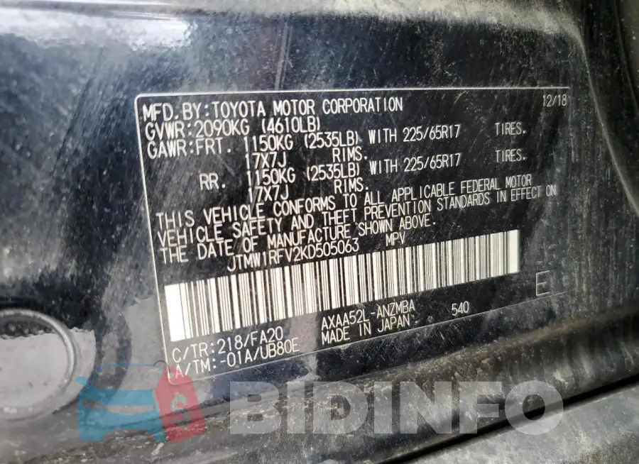 JTMW1RFV2KD505063 Photo# 13