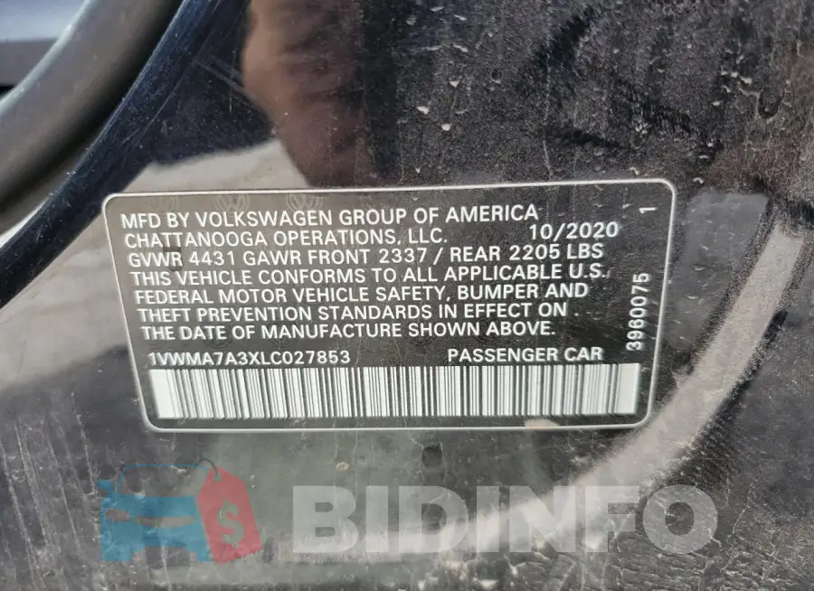 1VWMA7A3XLC027853 Photo# 12