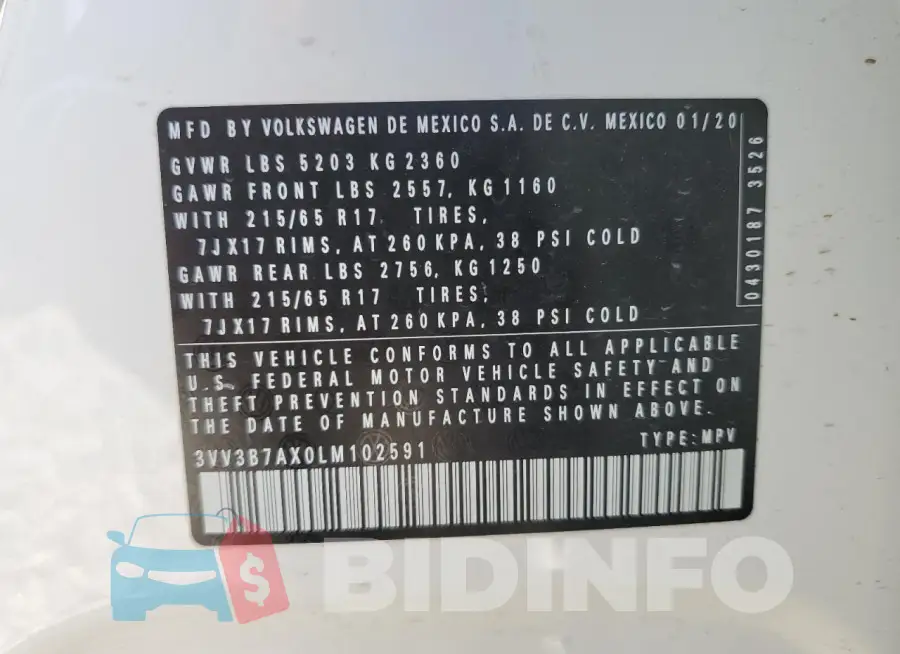3VV3B7AX0LM102591 Photo# 13