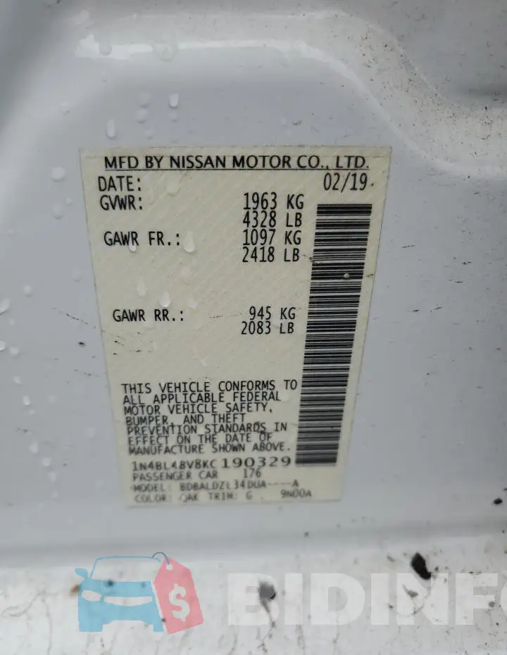 1N4BL4BV8KC190329 Photo# 12