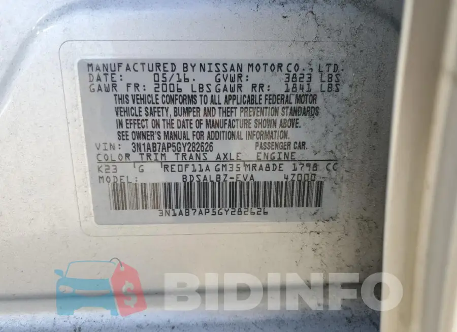 3N1AB7AP5GY282626 Photo# 12