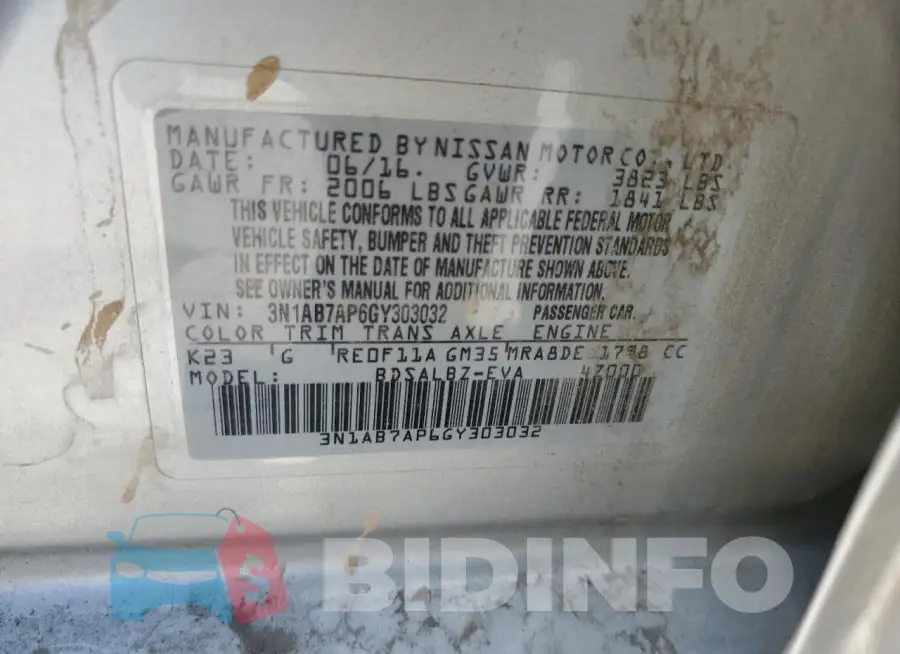 3N1AB7AP6GY303032 Photo# 12