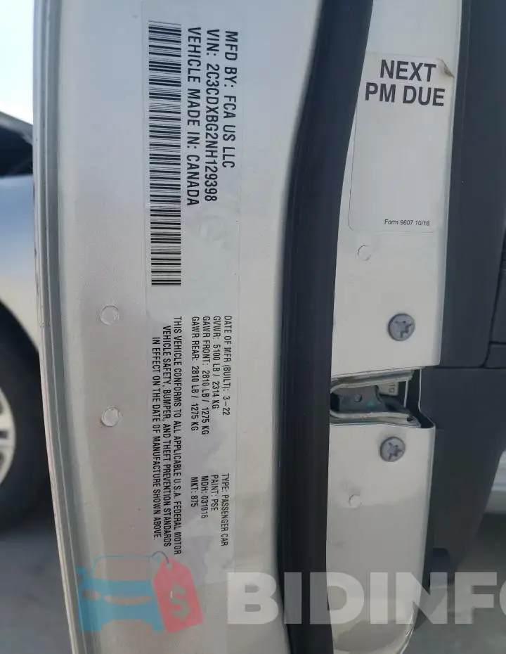 2C3CDXBG2NH129398 Photo# 12