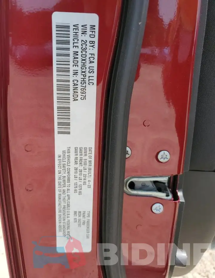 2C3CDXHGXPH576975 Photo# 12