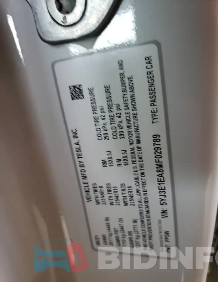 5YJ3E1EA8MF029789 Photo# 13