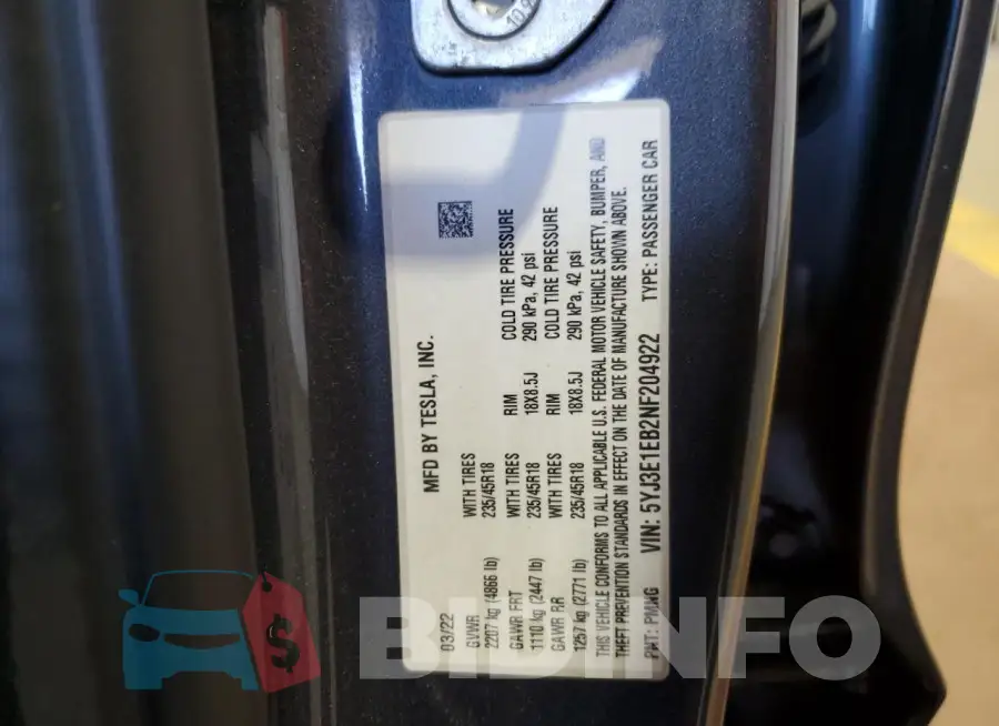 5YJ3E1EB2NF204922 Photo# 13
