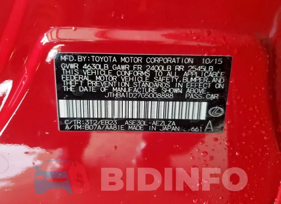 JTHBA1D27G5008888 Photo# 12