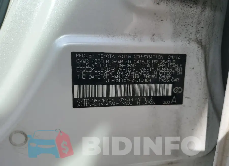 JTHCM1D2XG5010484 Photo# 13