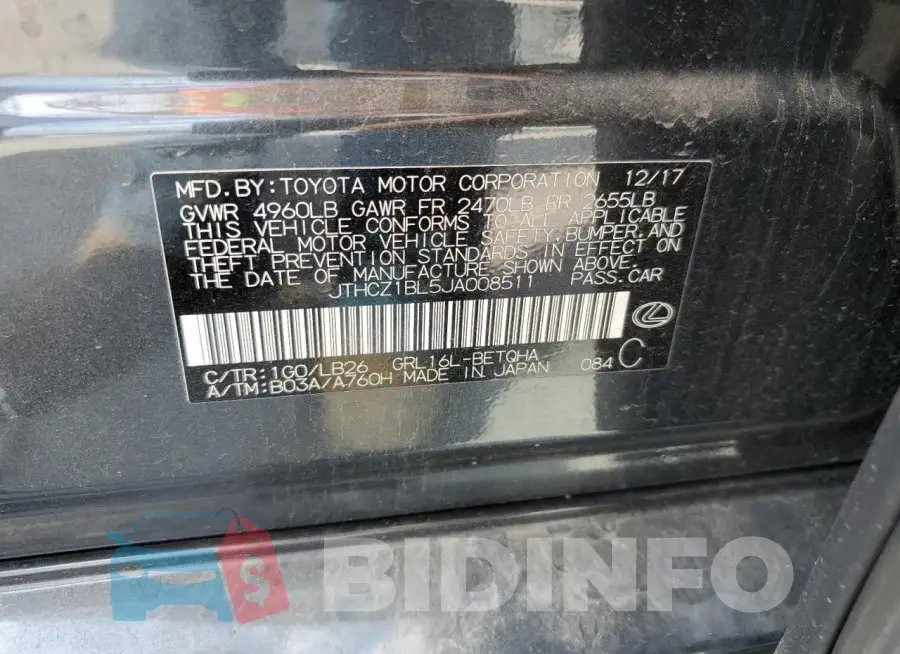 JTHCZ1BL5JA008511 Photo# 12