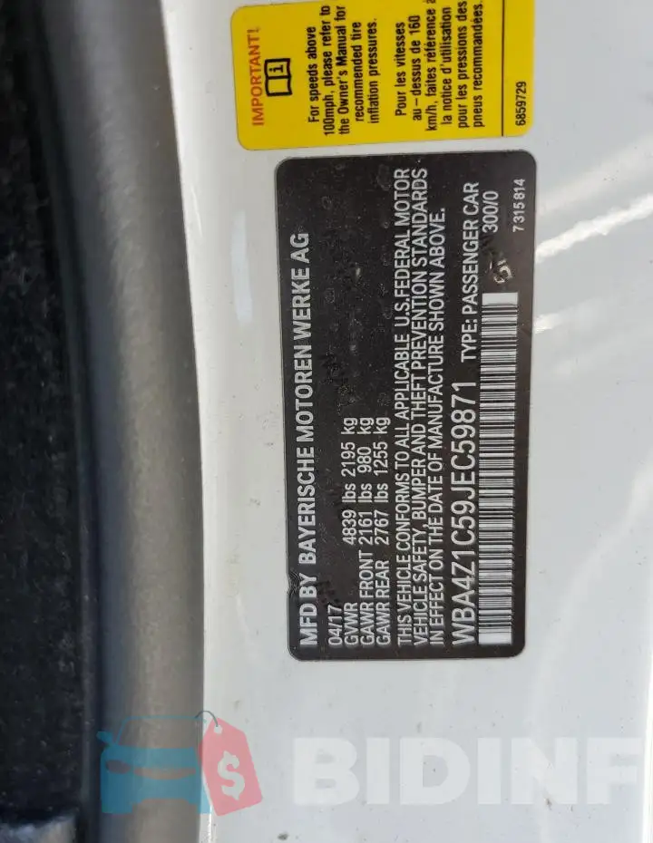 WBA4Z1C59JEC59871 Photo# 12