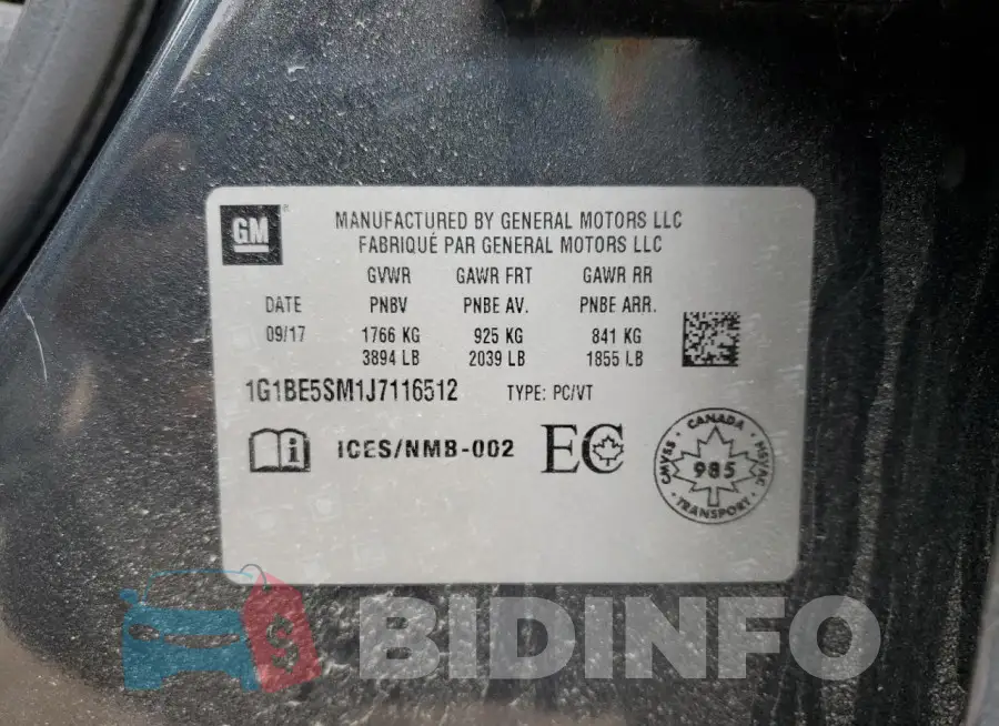 1G1BE5SM1J7116512 Photo# 12