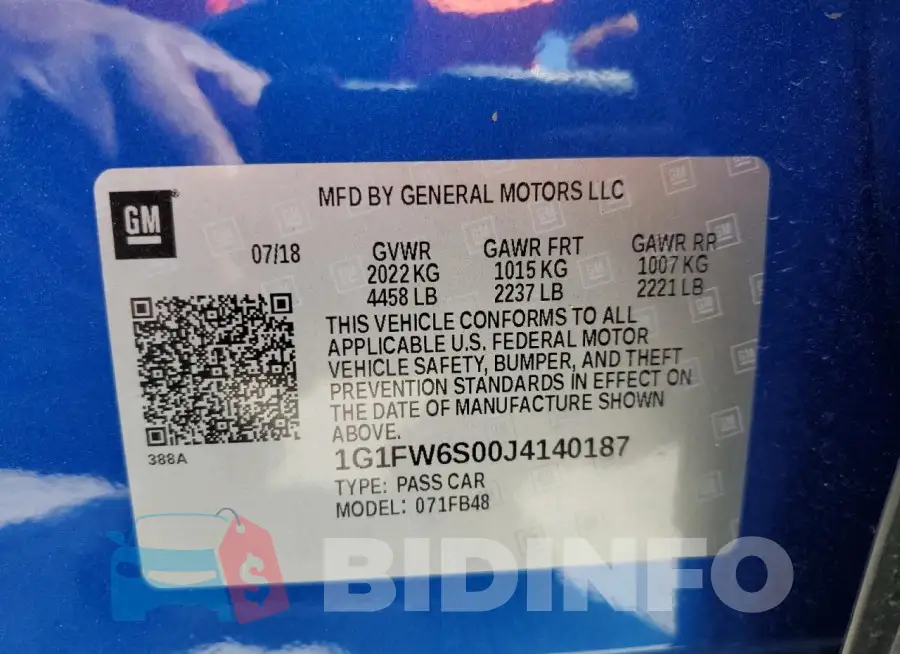1G1FW6S00J4140187 Photo# 12
