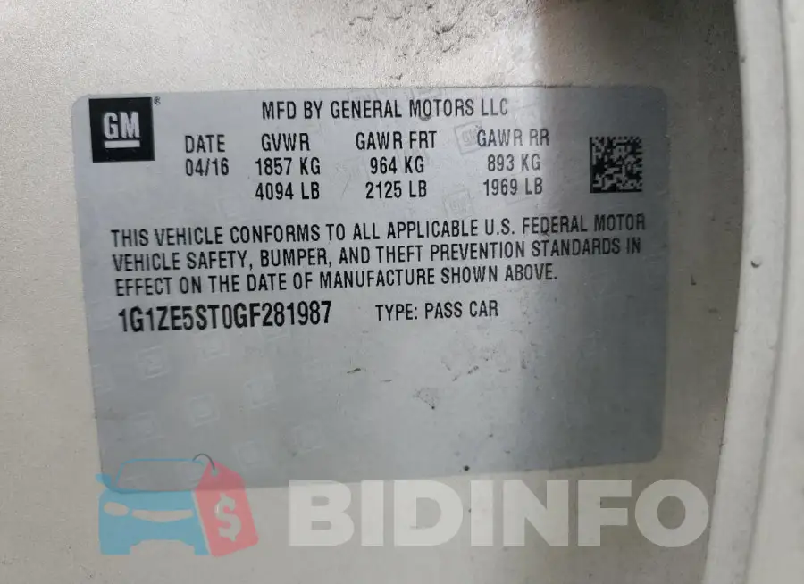 1G1ZE5ST0GF281987 Photo# 12