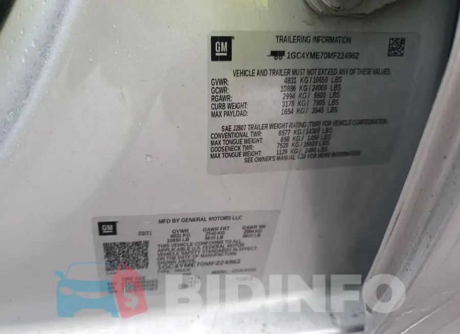 1GC4YME70MF224962 Photo# 12
