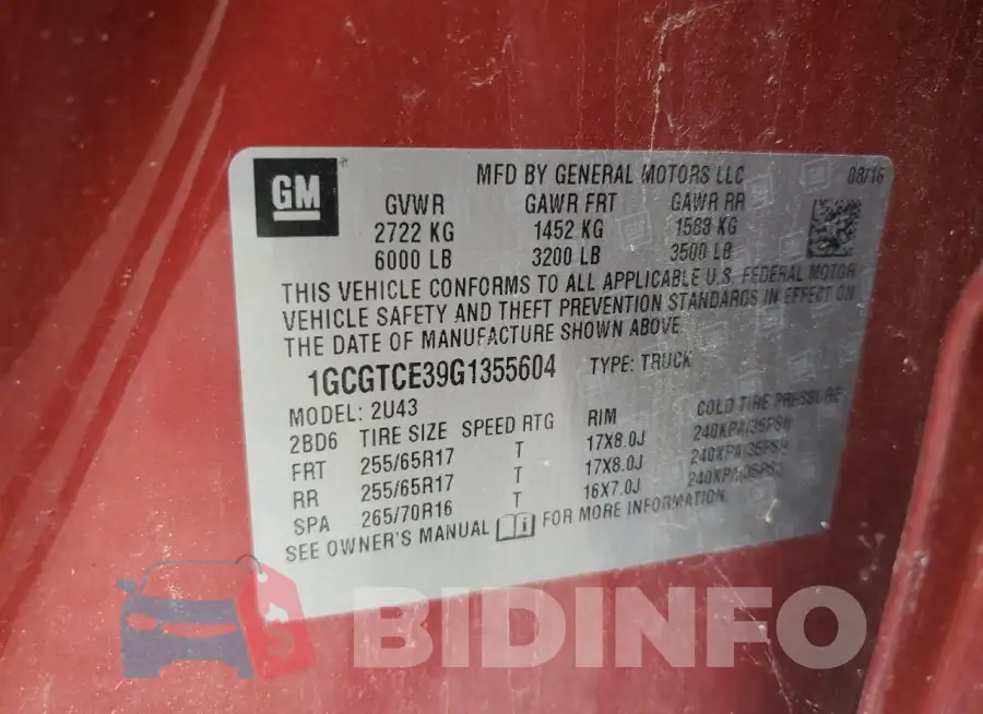 1GCGTCE39G1355604 Photo# 13