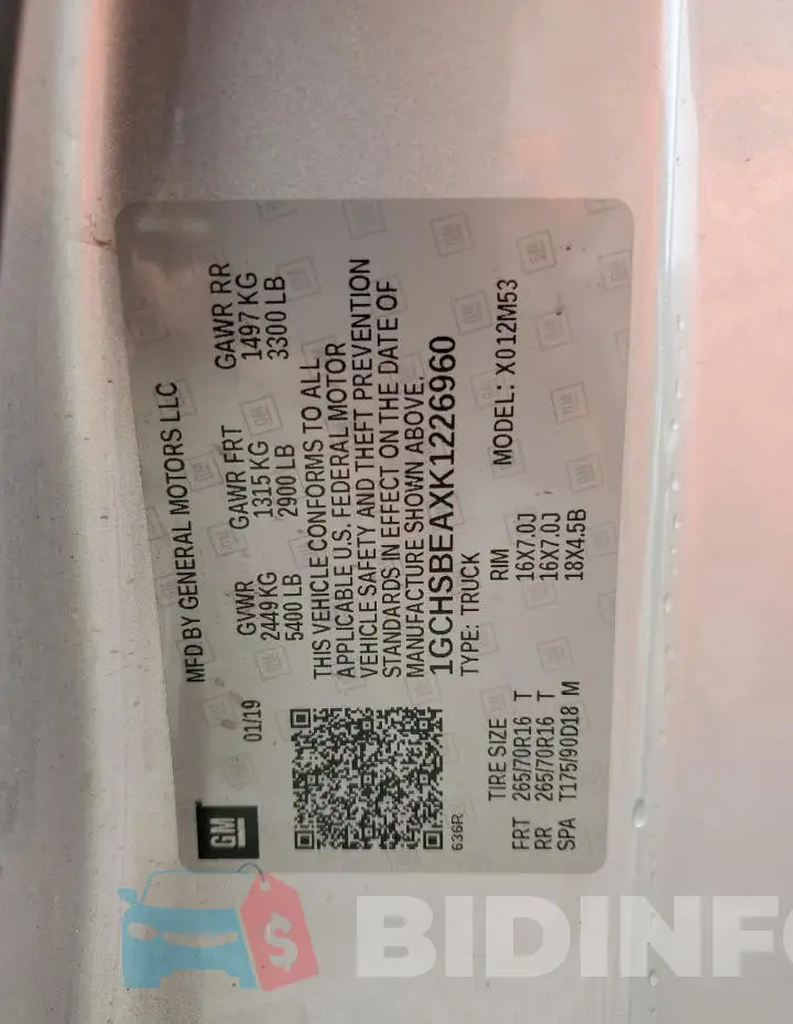 1GCHSBEAXK1226960 Photo# 12