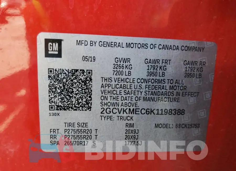 2GCVKMEC6K1198388 Photo# 12