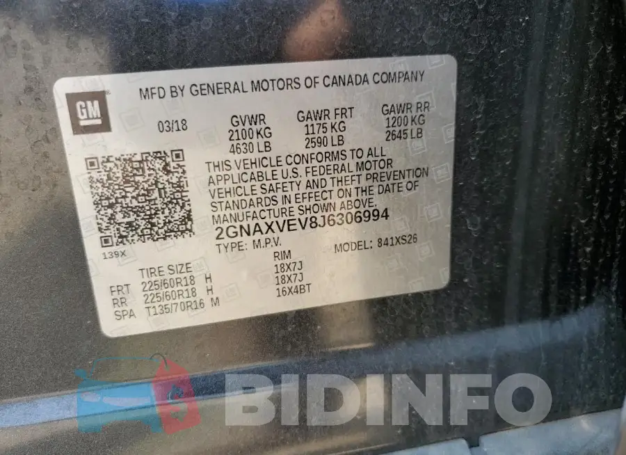 2GNAXVEV8J6306994 Photo# 12
