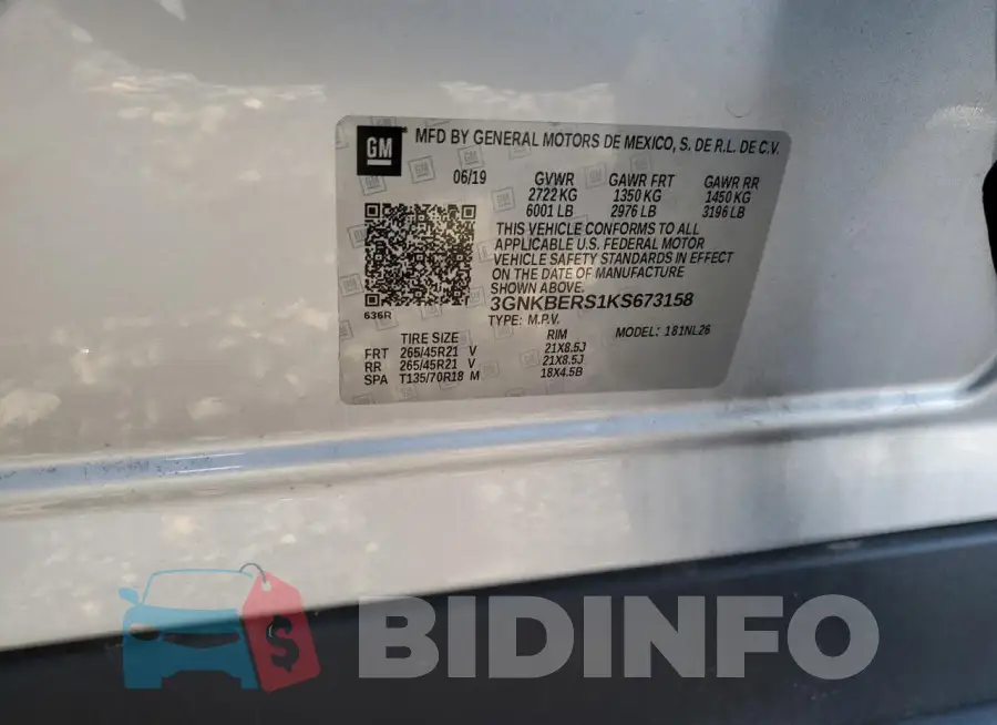 3GNKBERS1KS673158 Photo# 13