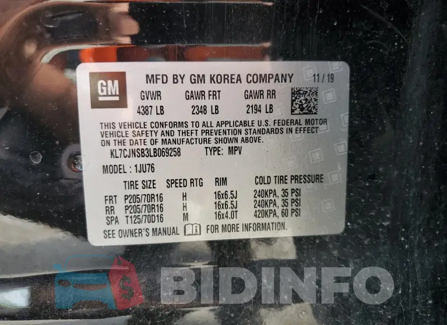 KL7CJNSB3LB069258 Photo# 13