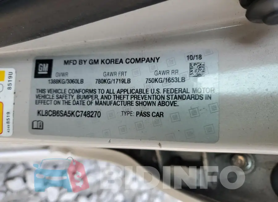 KL8CB6SA5KC748270 Photo# 12