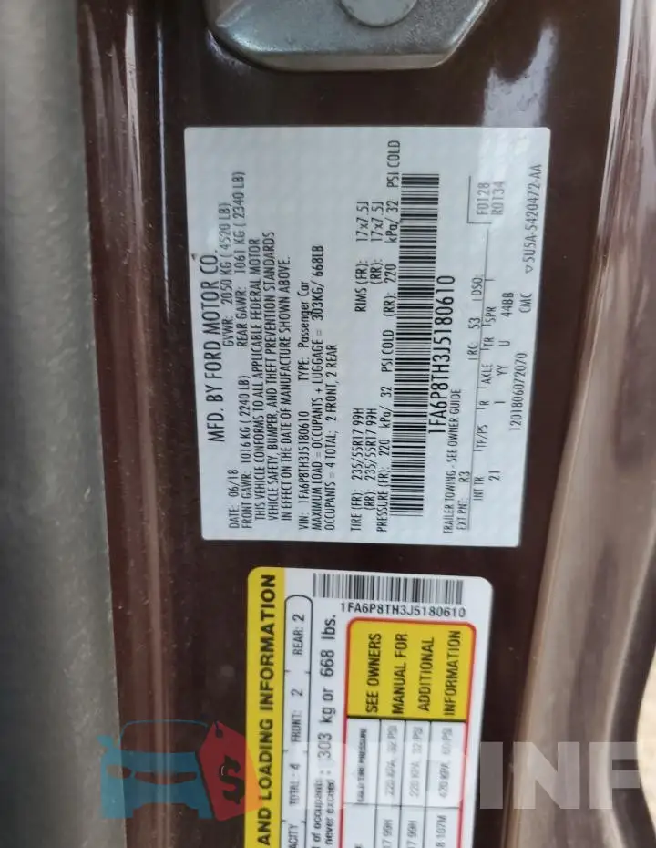 1FA6P8TH3J5180610 Photo# 12