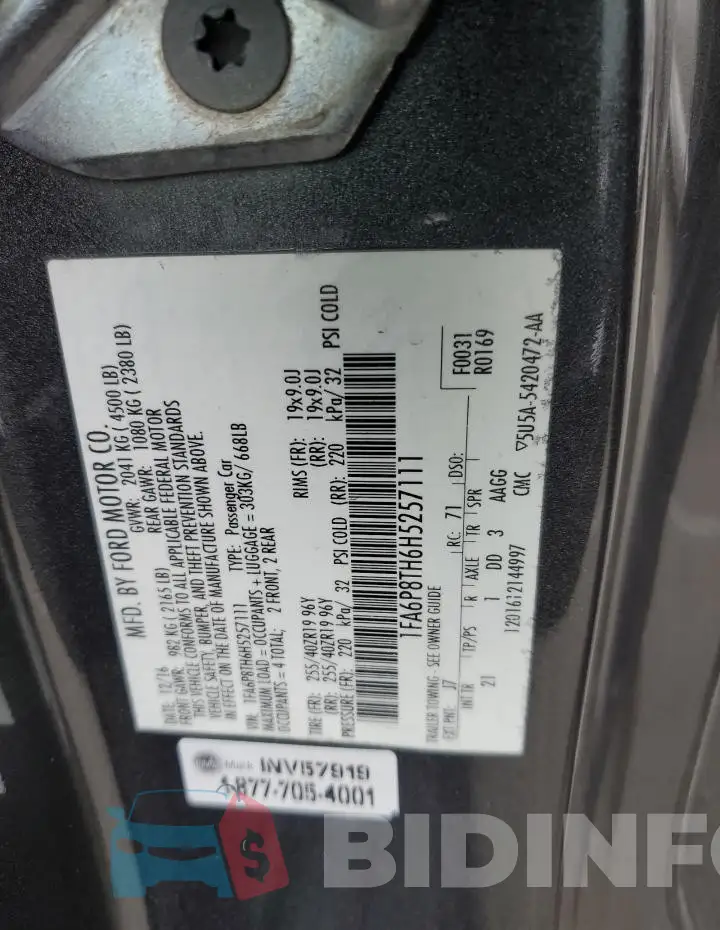 1FA6P8TH6H5257111 Photo# 12