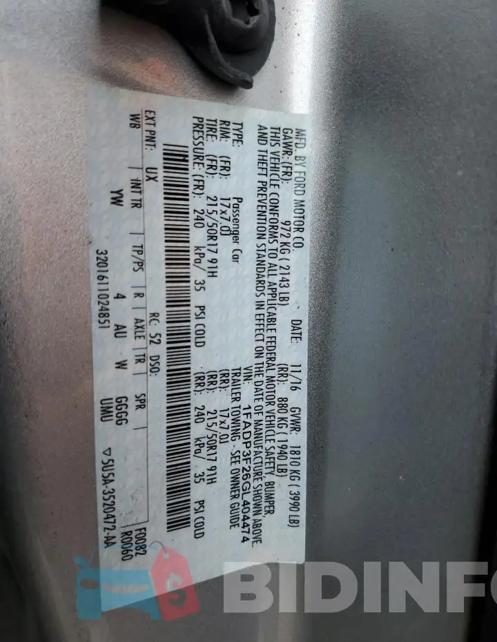1FADP3F26GL404474 Photo# 12