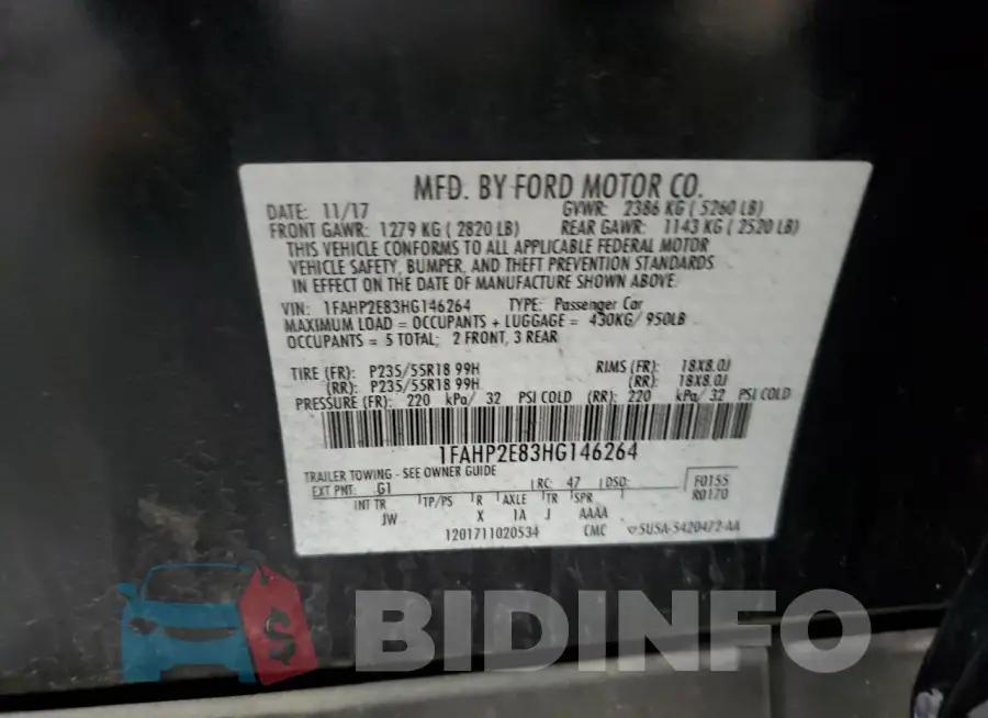 1FAHP2E83HG146264 Photo# 12