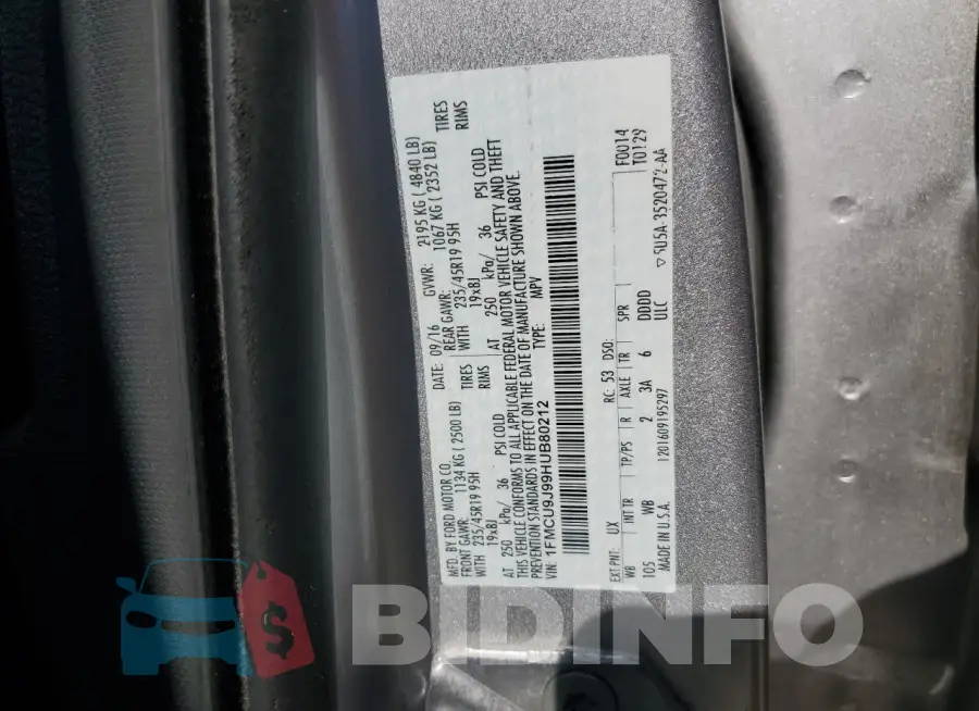 1FMCU9J99HUB80212 Photo# 13
