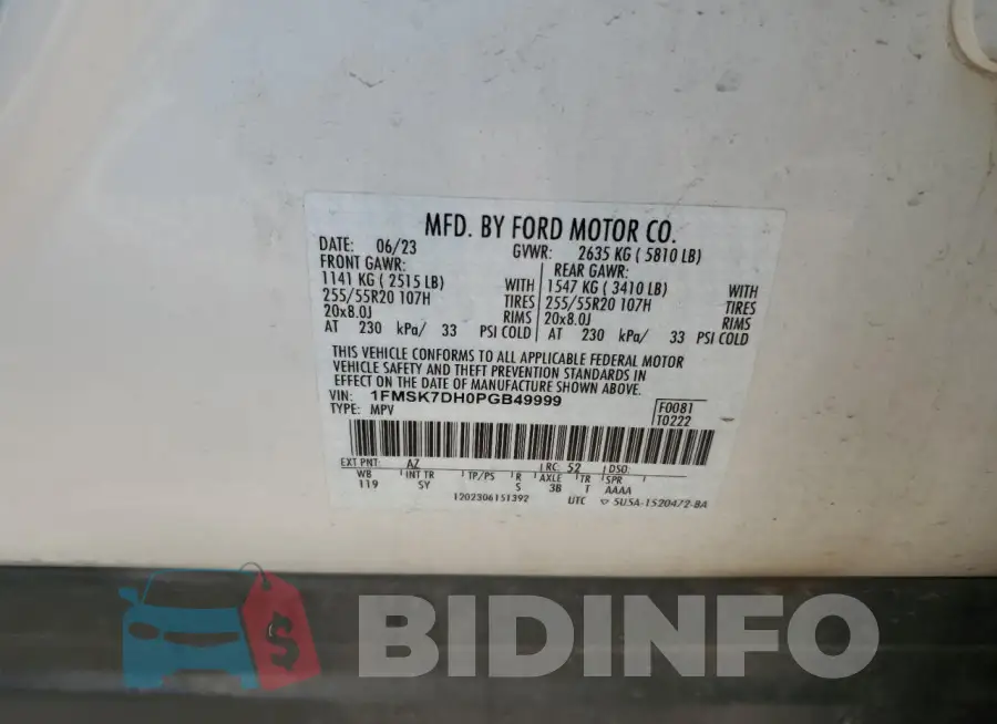 1FMSK7DH0PGB49999 Photo# 14