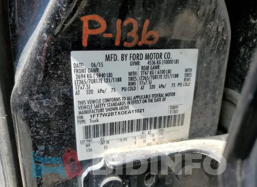1FT7W2BTXGEA11021 Photo# 12