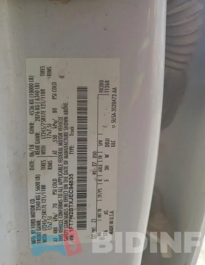 1FT7W2BTXJEC94835 Photo# 12