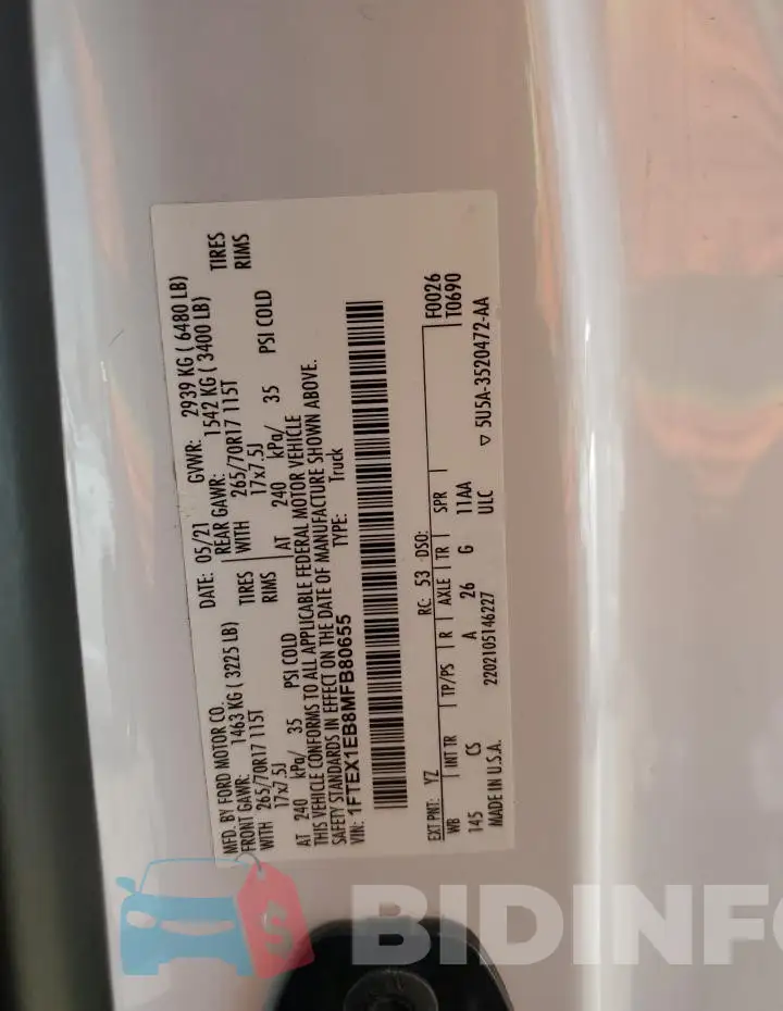 1FTEX1EB8MFB80655 Photo# 12