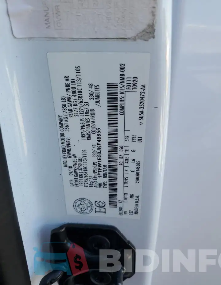 1FTFW1E50JKF46855 Photo# 12