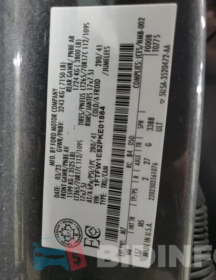 1FTFW1E82PKE01884 Photo# 12