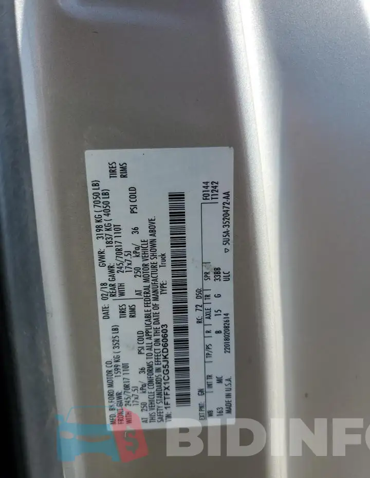 1FTFX1CG5JKD60603 Photo# 12