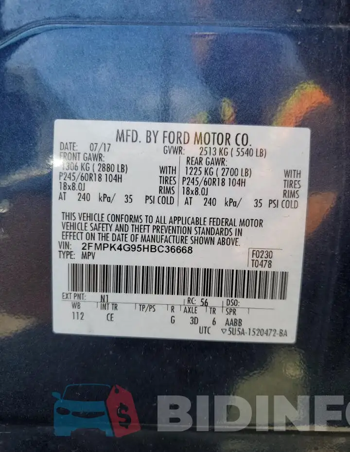 2FMPK4G95HBC36668 Photo# 12