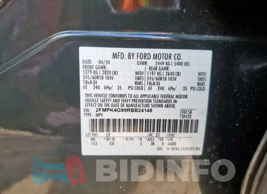 2FMPK4G99RBB24148 Photo# 13