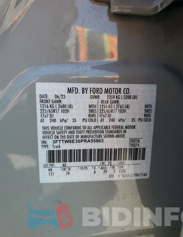 3FTTW8E30PRA55863 Photo# 13