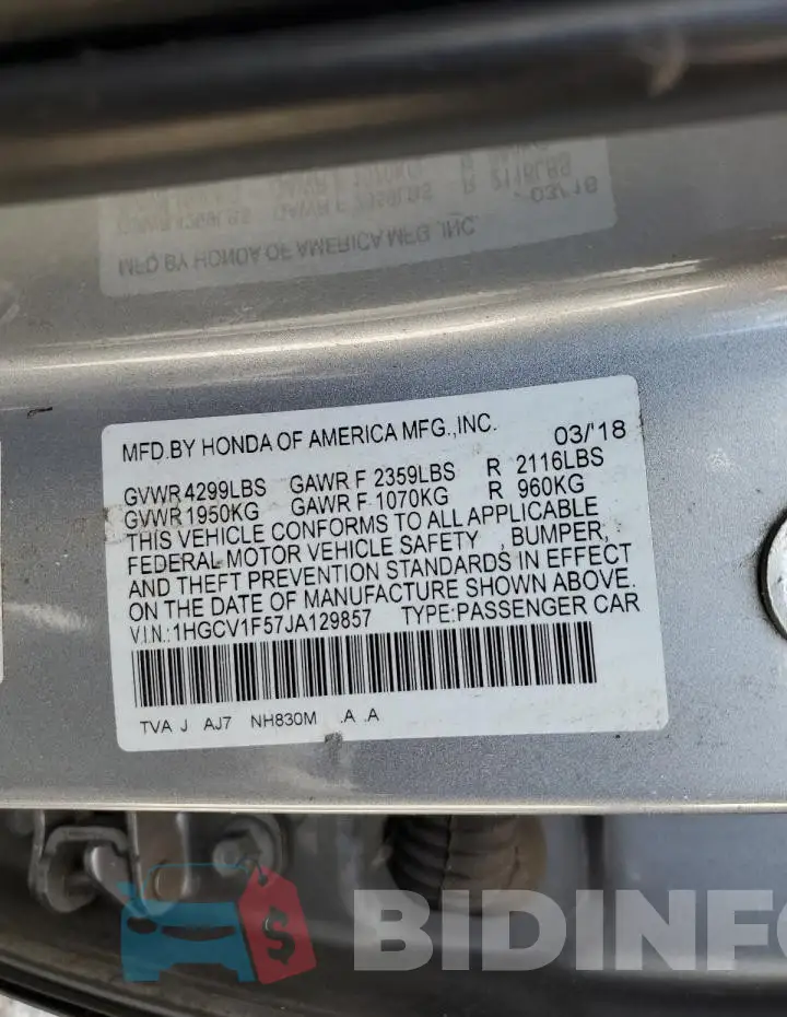 1HGCV1F57JA129857 Photo# 12