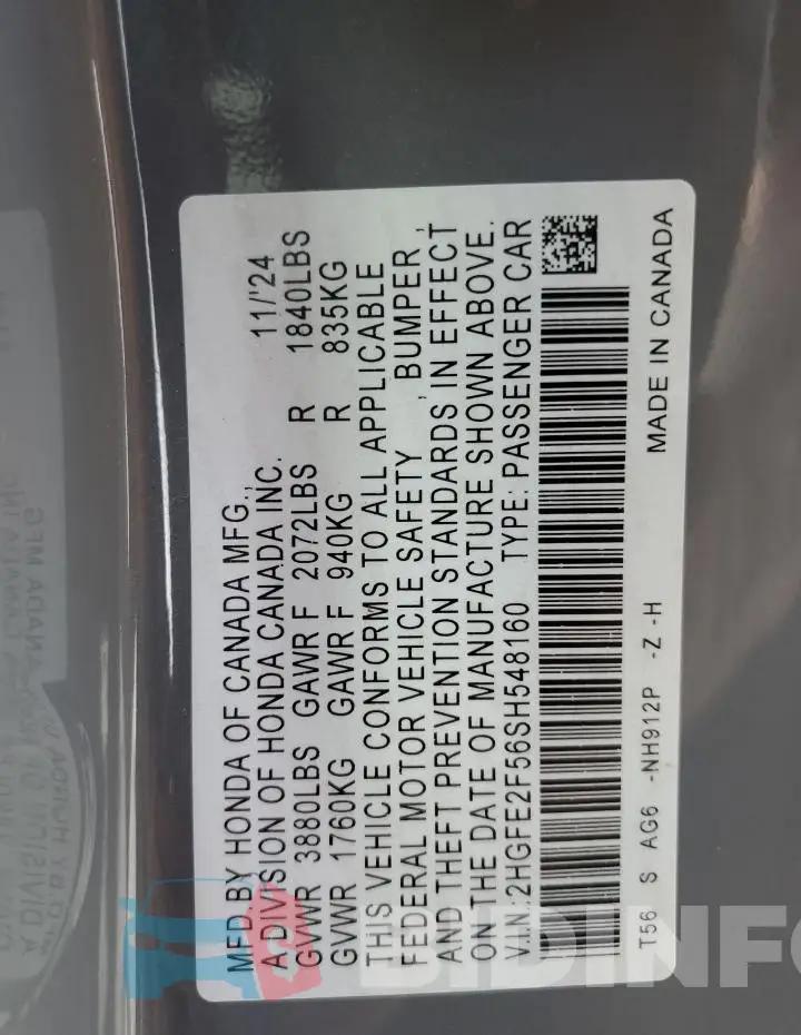 2HGFE2F56SH548160 Photo# 13