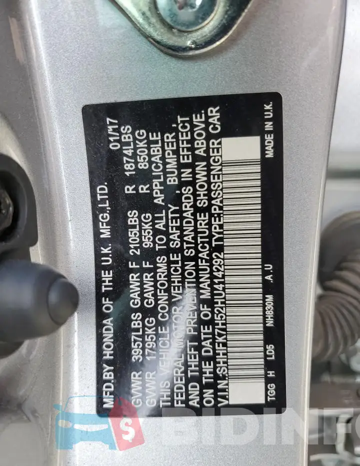 SHHFK7H52HU414292 Photo# 14