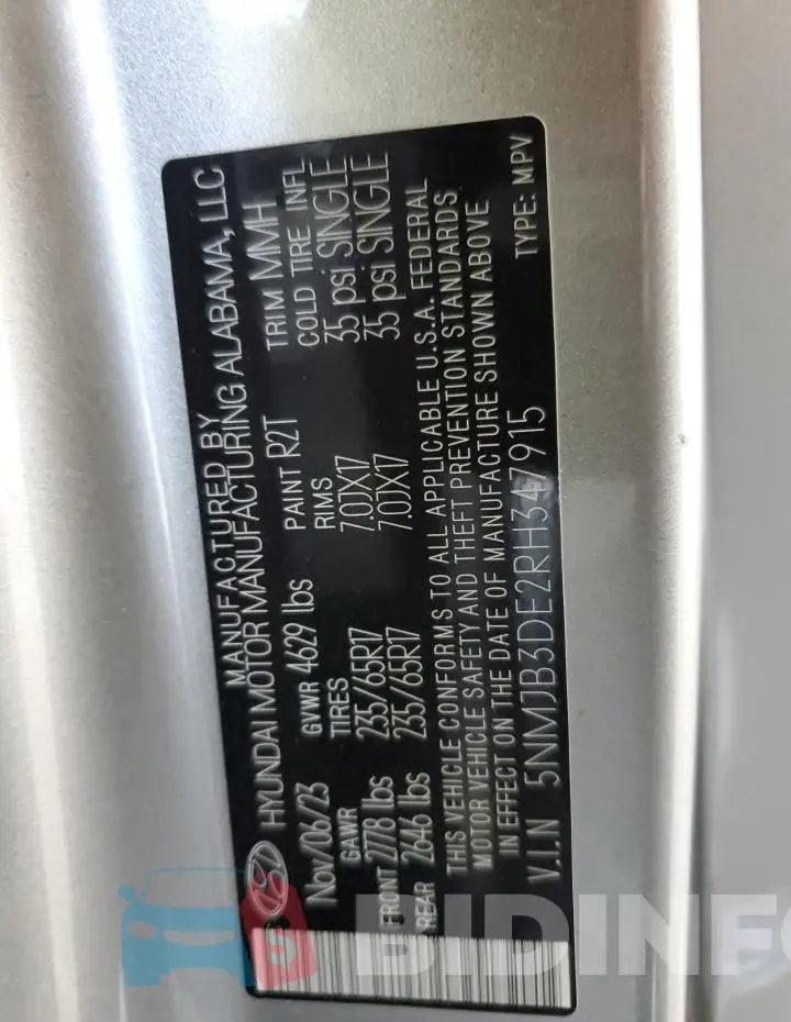 5NMJB3DE2RH347915 Photo# 13